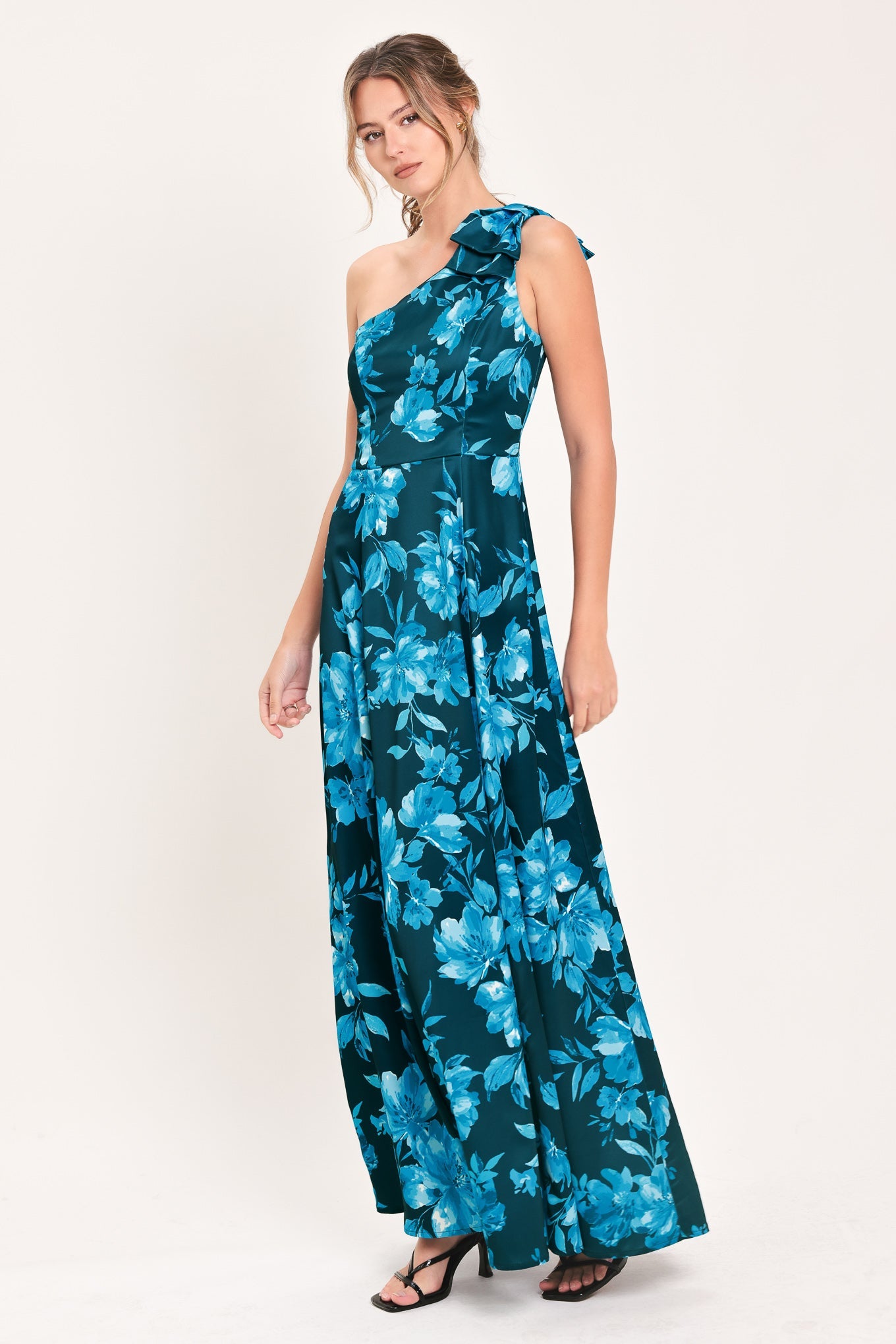Aquamarine Bloom Fantasia Woven Maxi Dress