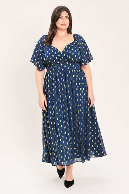 Shimmering Sky Affection Woven Midi Dress