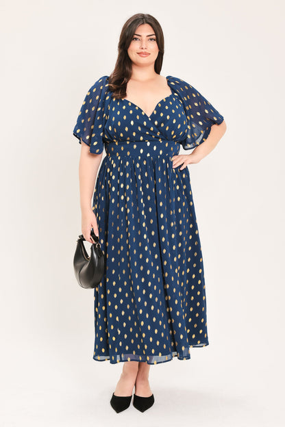 Shimmering Sky Affection Woven Midi Dress