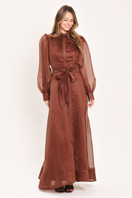 Cedarlight Embrace Woven Organza Maxi Dress