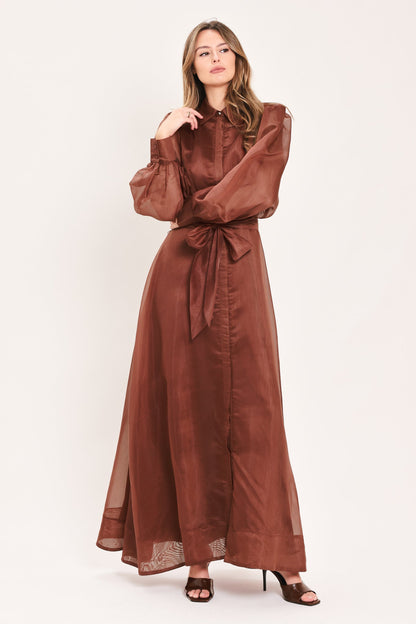 Cedarlight Embrace Woven Organza Maxi Dress