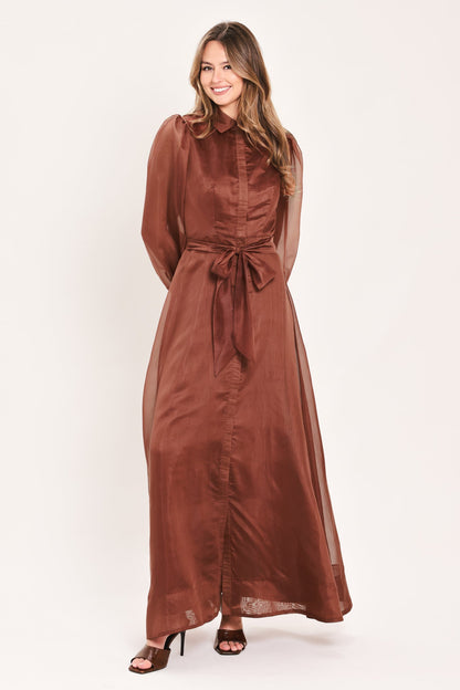 Cedarlight Embrace Woven Organza Maxi Dress