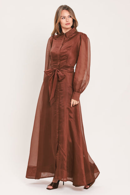 Cedarlight Embrace Woven Organza Maxi Dress
