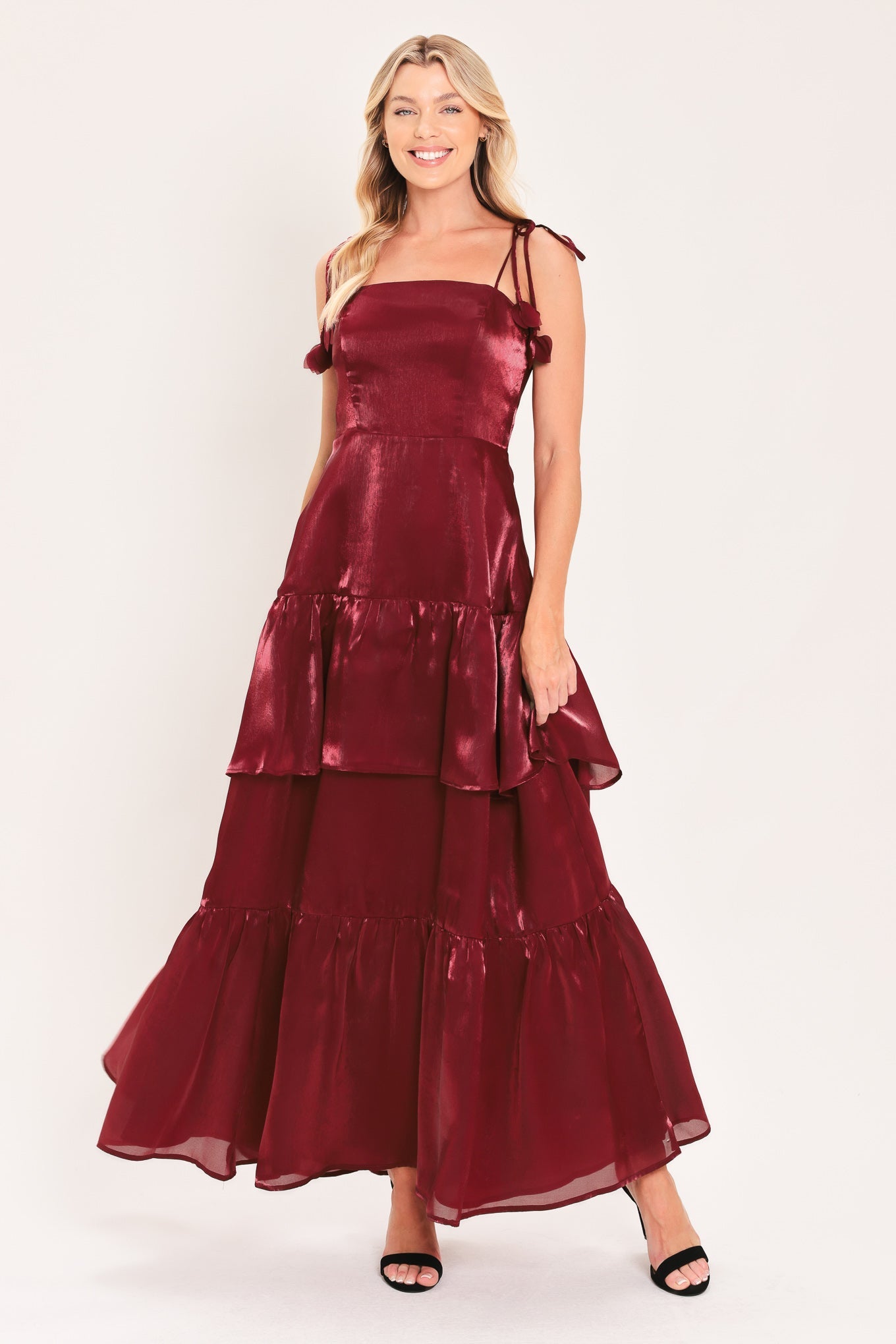 Bordeaux Bloom Woven Maxi Dress