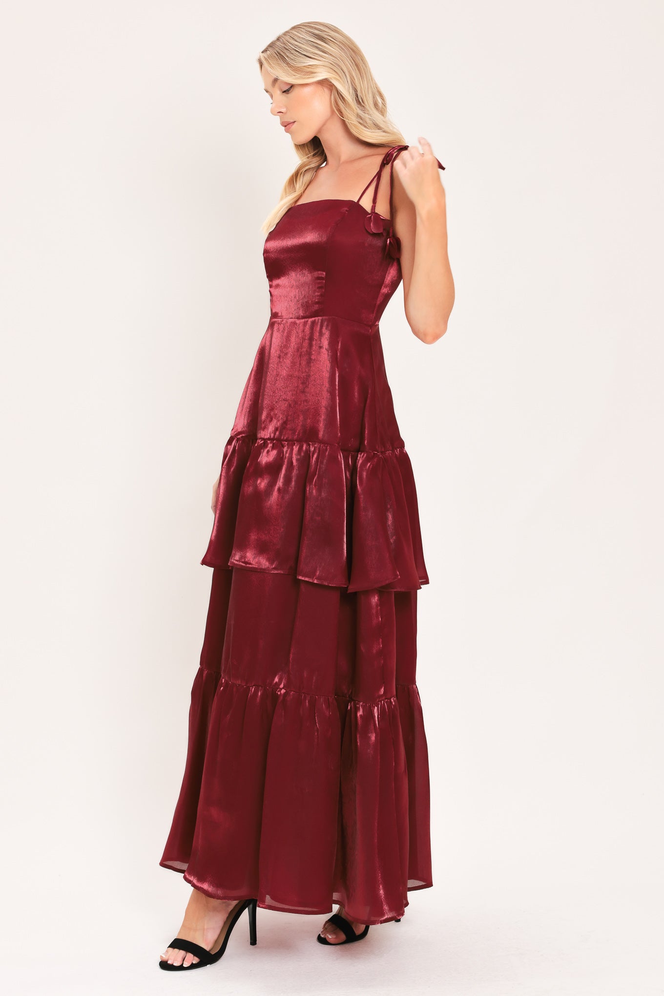 Bordeaux Bloom Woven Maxi Dress