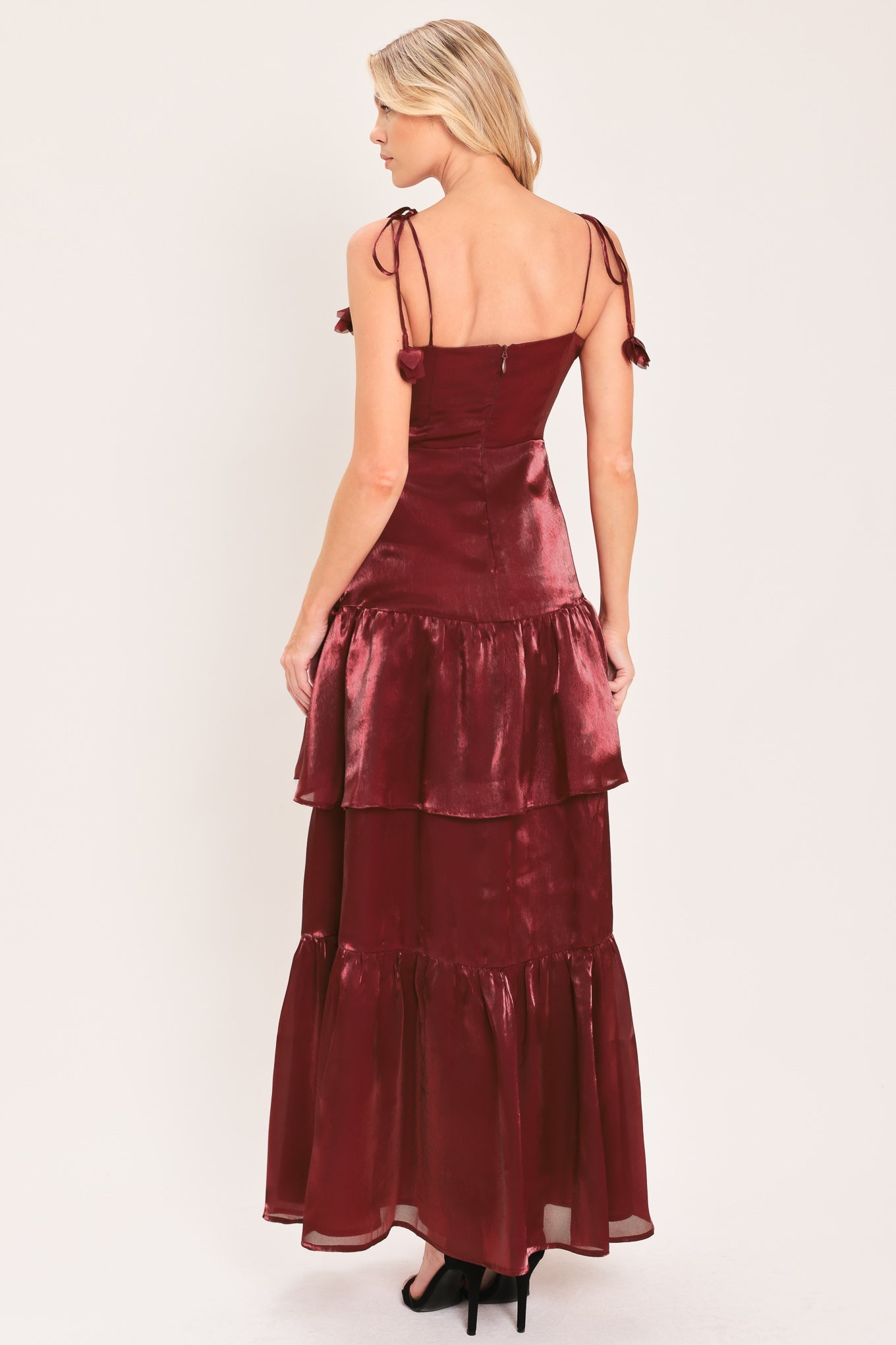 Bordeaux Bloom Woven Maxi Dress