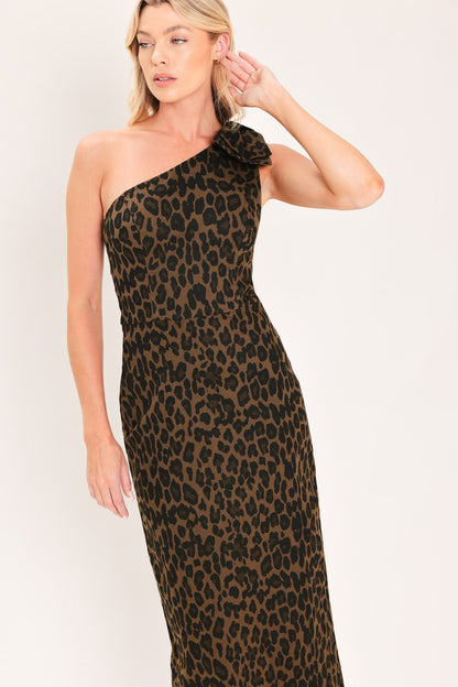 Leopard Noir Muse Woven Midi Dress
