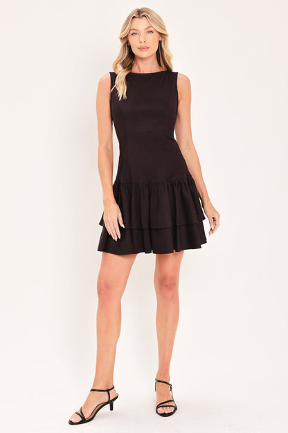 Shadow Dropwaist Faux Suede Mini Dress