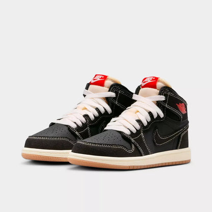 Preschool Air Jordan 1 Retro High OG - Flight Club - Black/Sail-Gum Med Brown