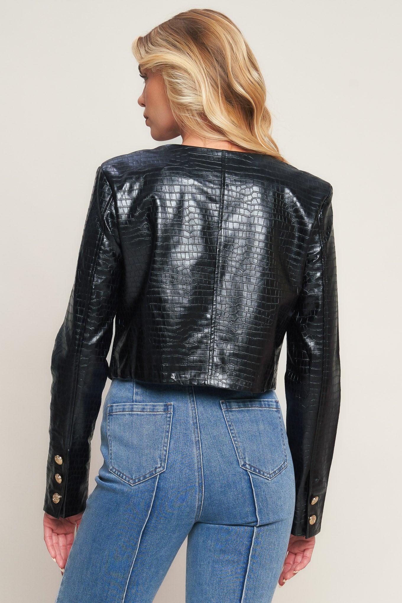 At the Start Faux Leather Bolero Jacket