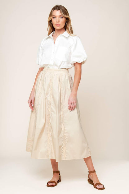 Layton Cream Woven Midi Skirt