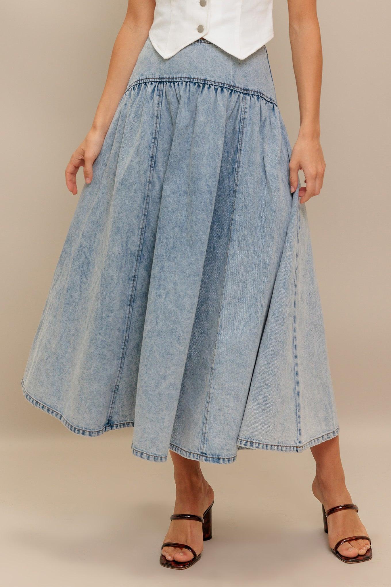 American Blend Denim Midi Skirt