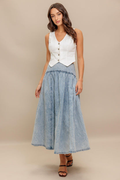 American Blend Denim Midi Skirt