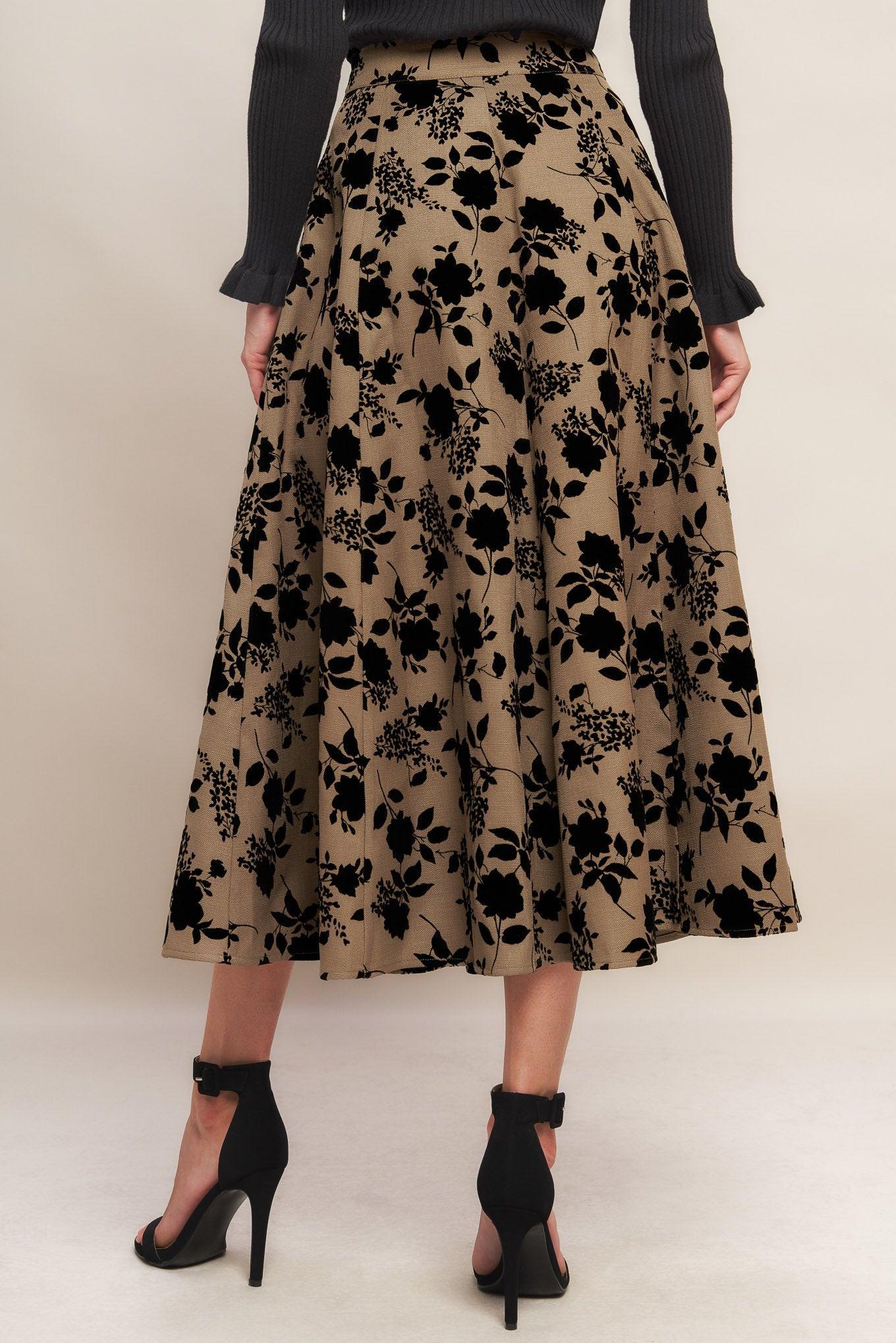 Classic Bloom Look Woven Flocking Circle Skirt