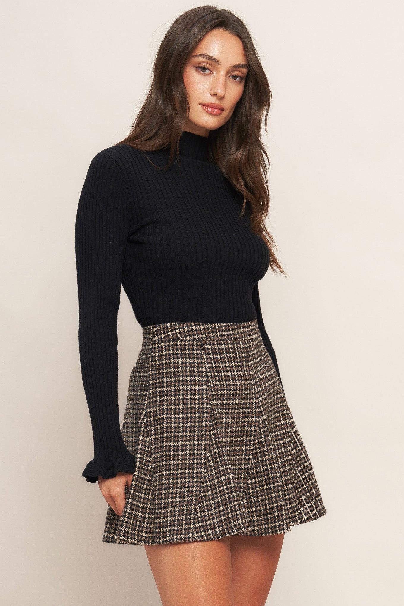 Hound Flare Tweed Woven Skirt