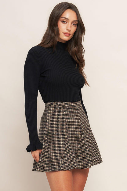 Hound Flare Tweed Woven Skirt