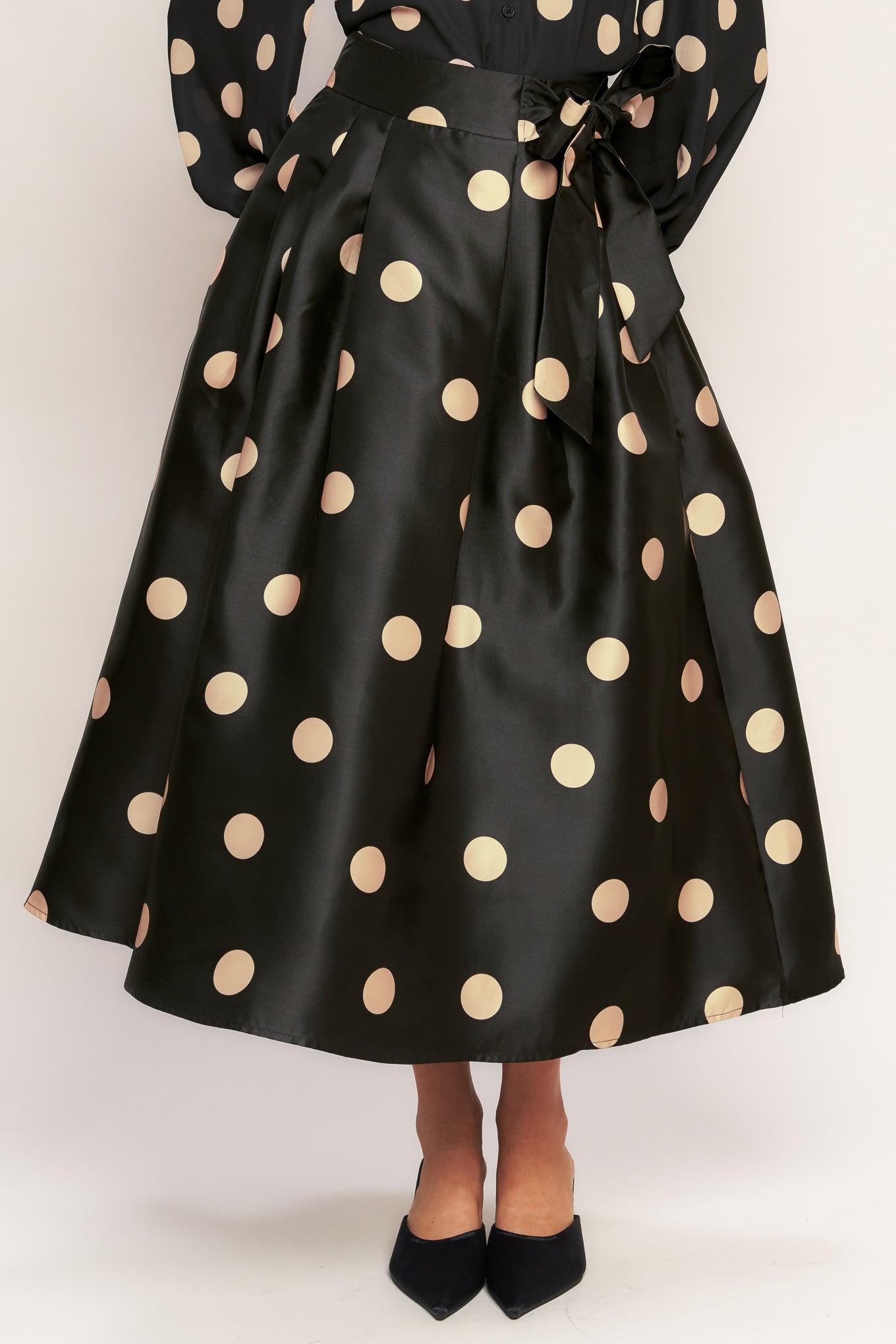 Moonlight Dots Woven Full Midi Skirt