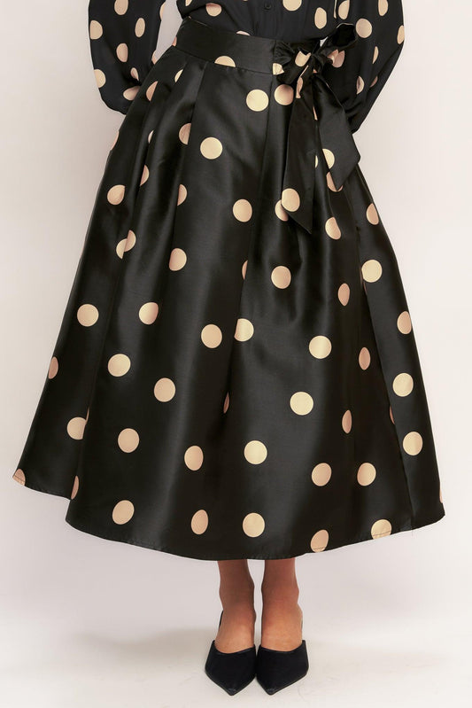 Moonlight Dots Woven Full Midi Skirt