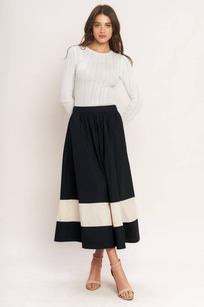 Gallery Contrast Full Midi Skirt