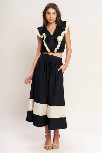 Gallery Contrast Full Midi Skirt