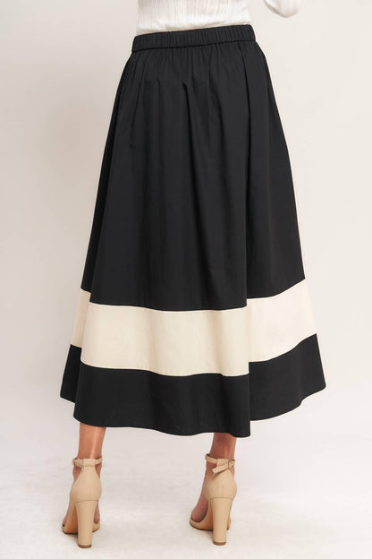 Gallery Contrast Full Midi Skirt