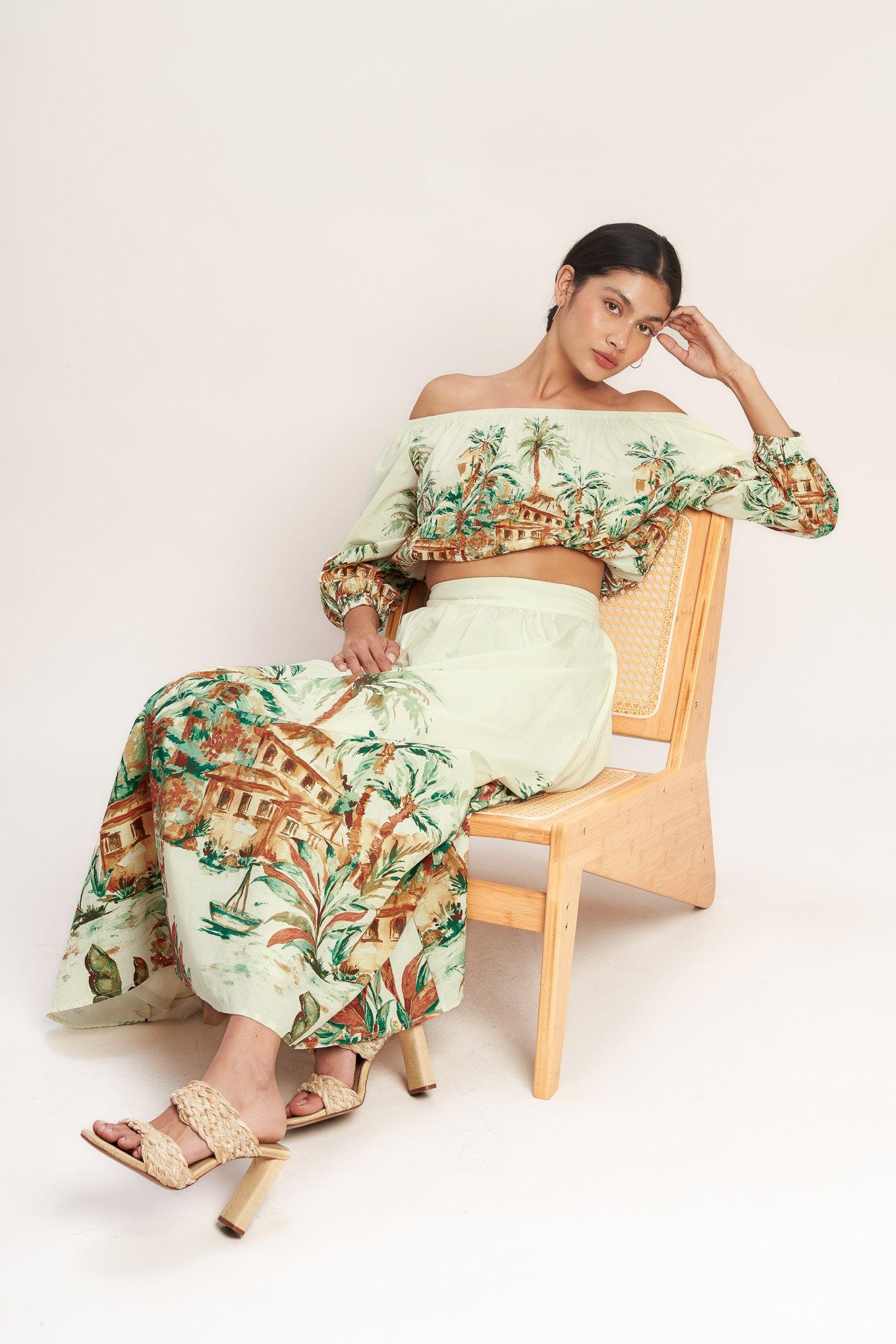 Island Time Only Woven Midi Full Skirt
