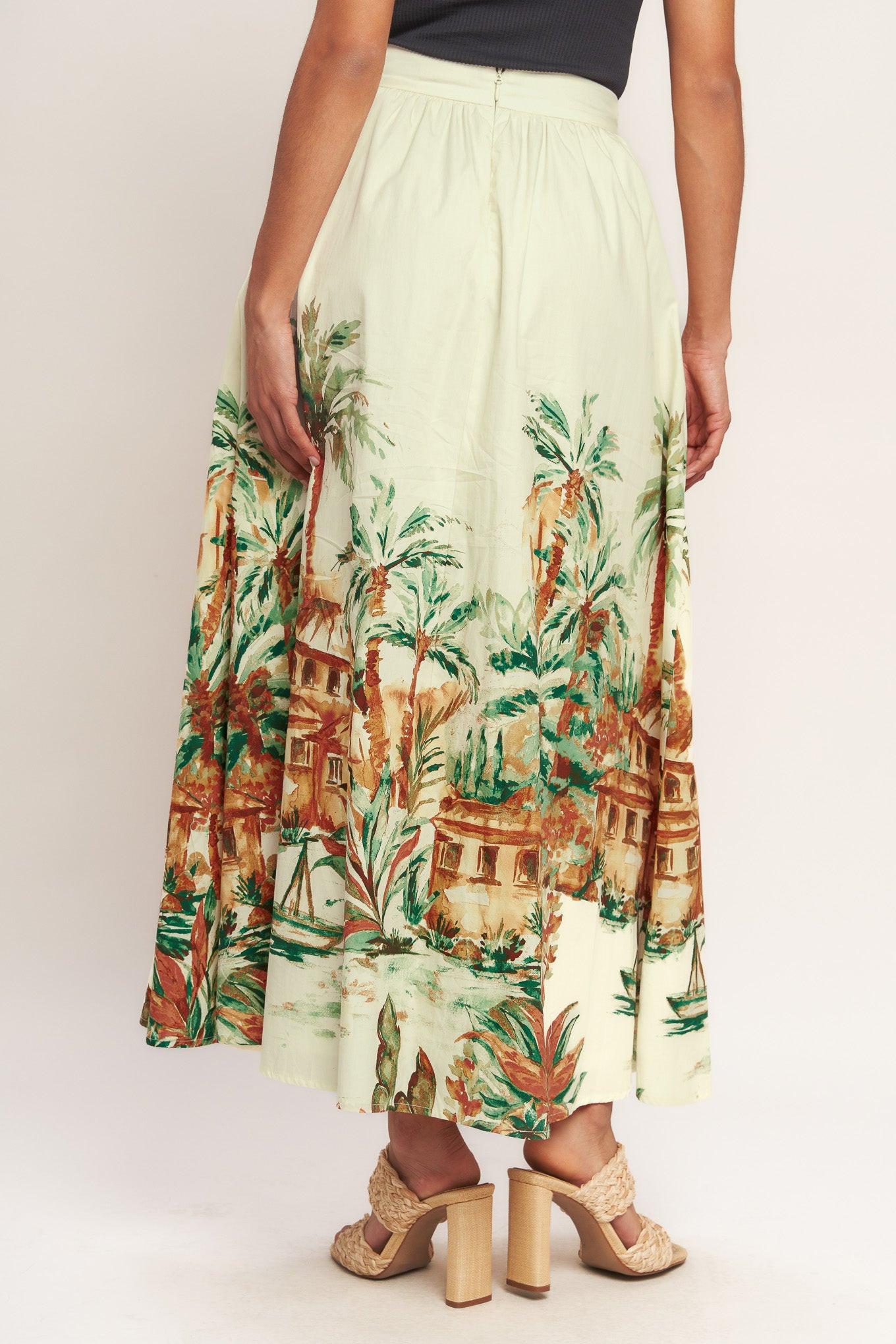 Island Time Only Woven Midi Full Skirt
