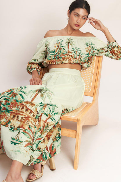 Island Time Only Woven Midi Full Skirt