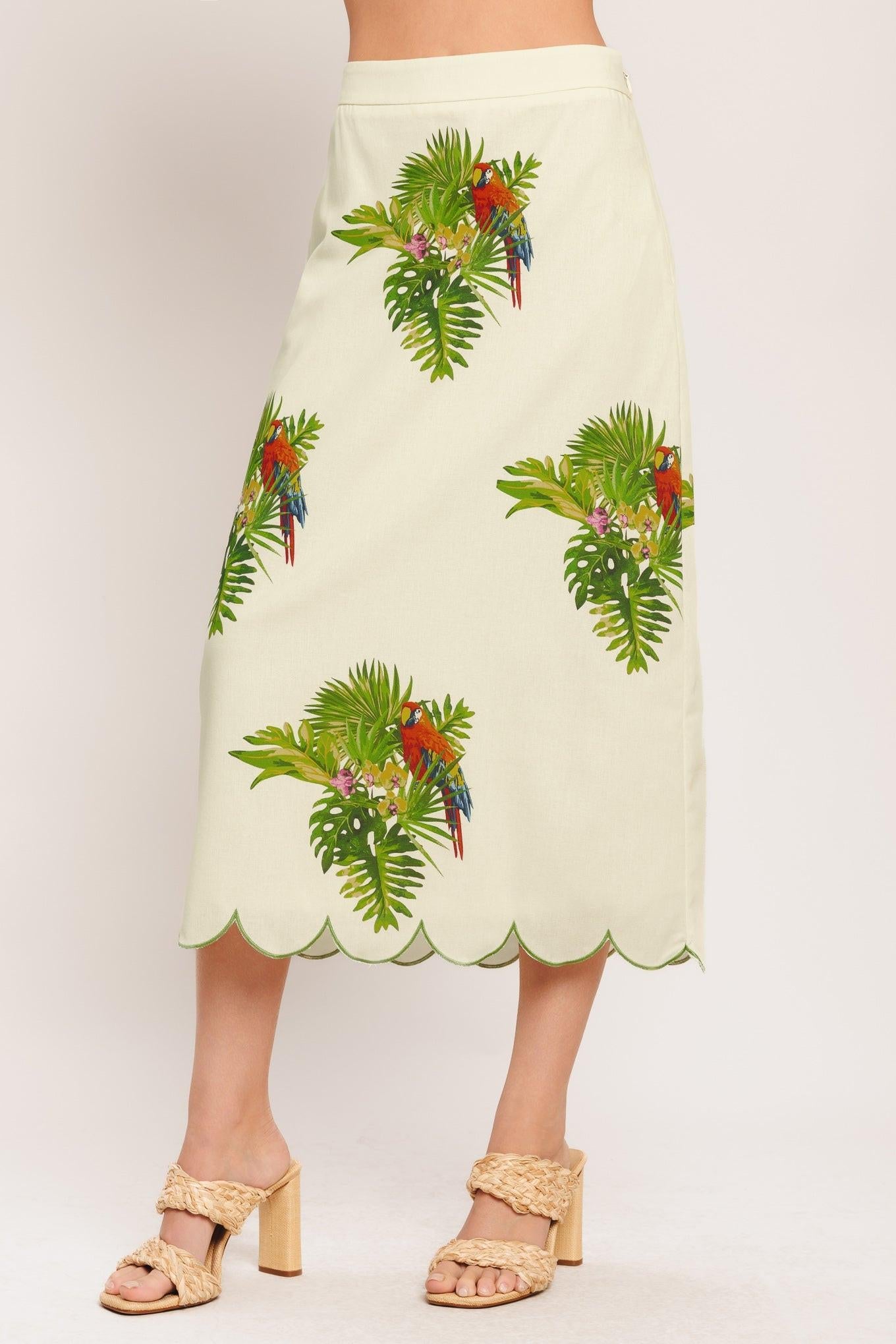 Island Elegance Woven Midi Skirt
