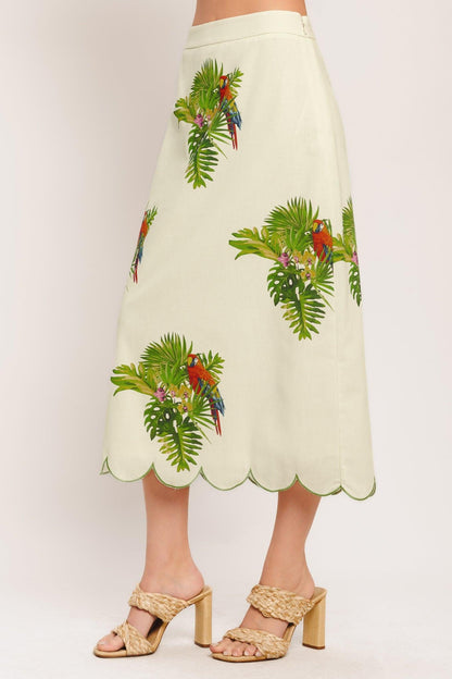 Island Elegance Woven Midi Skirt