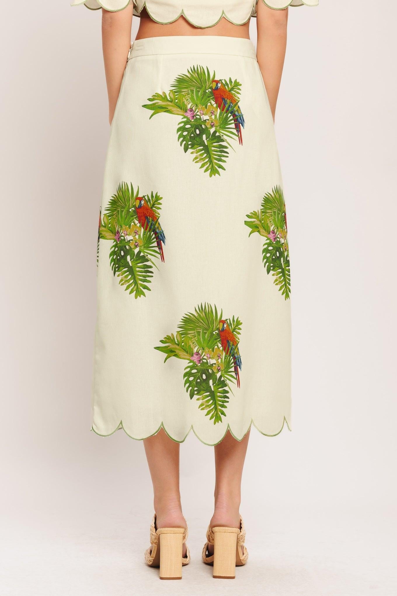Island Elegance Woven Midi Skirt