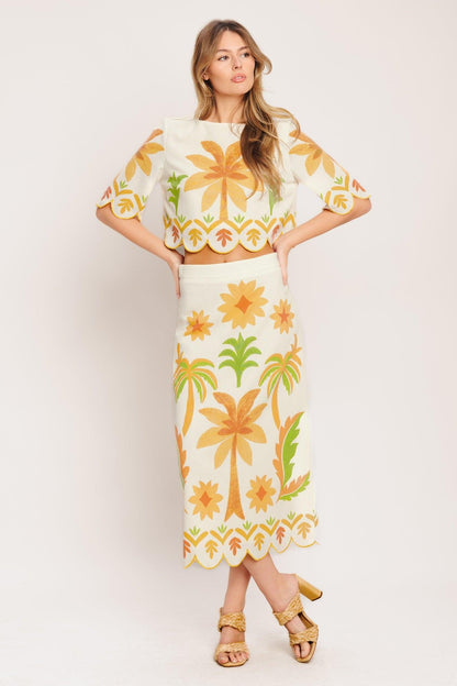Vintage Island Woven Midi Skirt