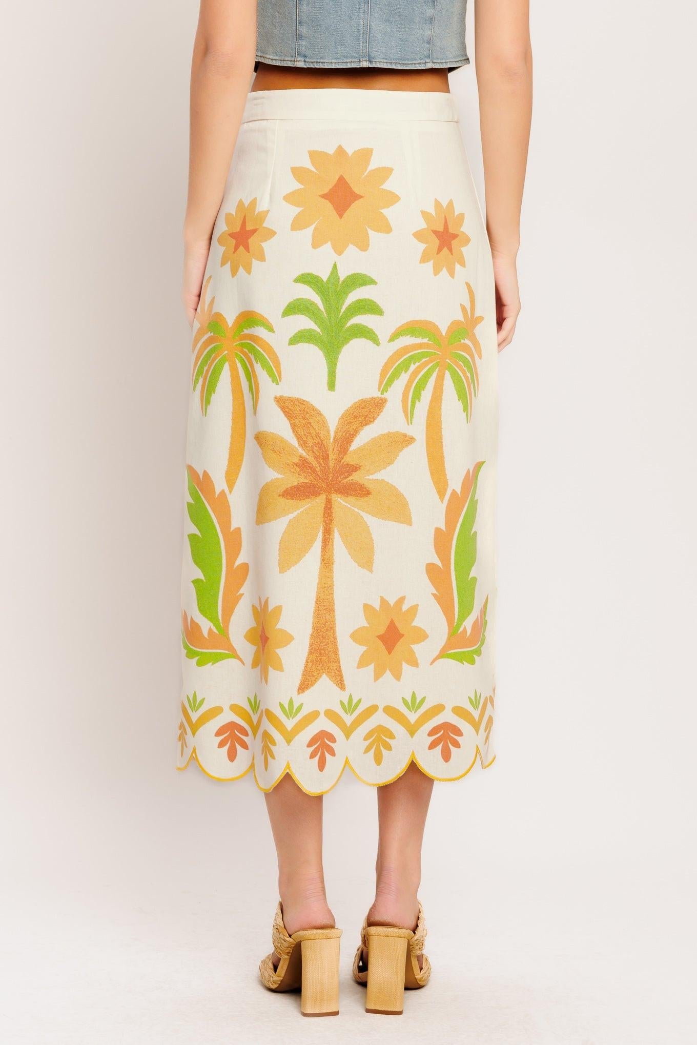 Vintage Island Woven Midi Skirt