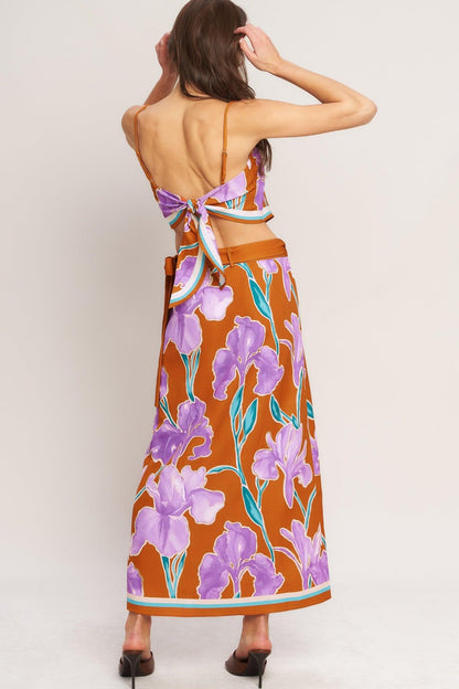 Summer Iris Woven Midi Wrap Skirt