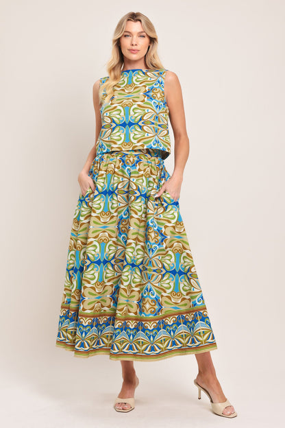Island Mosaic Woven Full Skirt