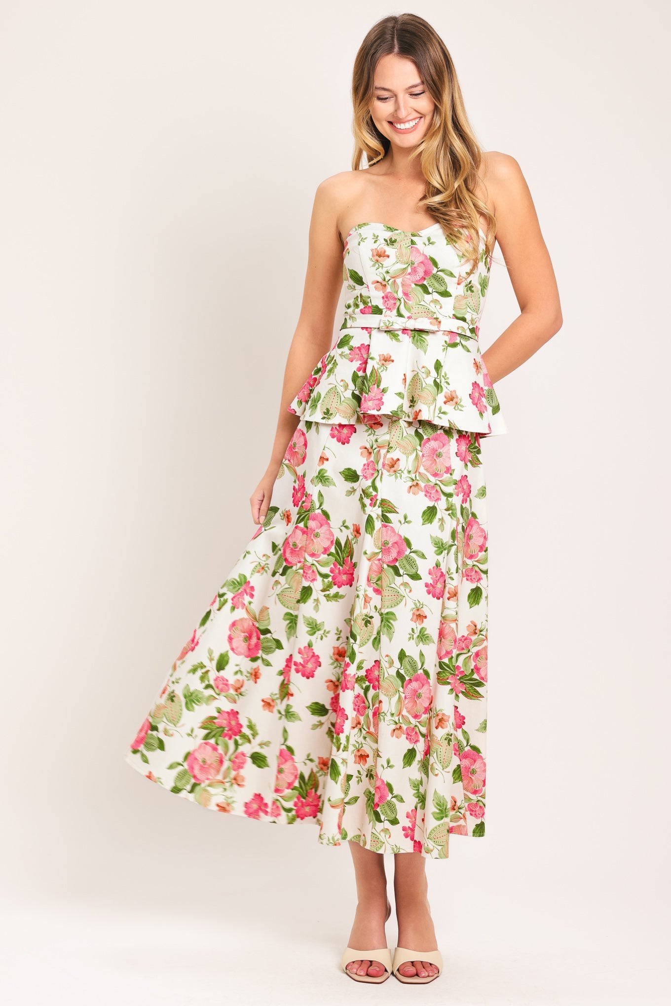 Rose Petal Woven Midi Skirt