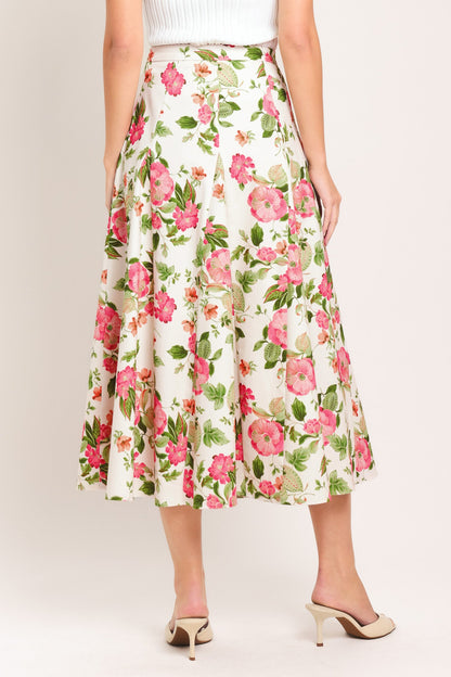 Rose Petal Woven Midi Skirt