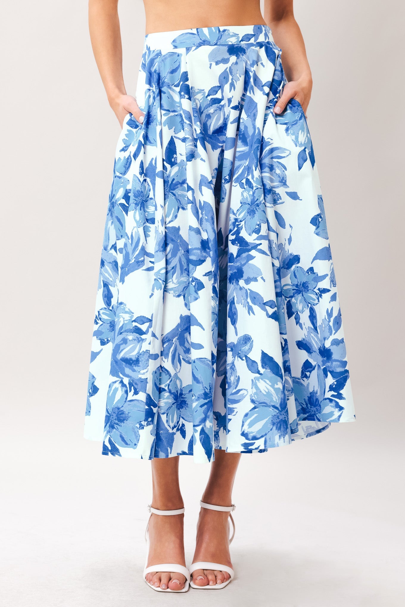 Sky Blossom Woven Full Circle Skirt