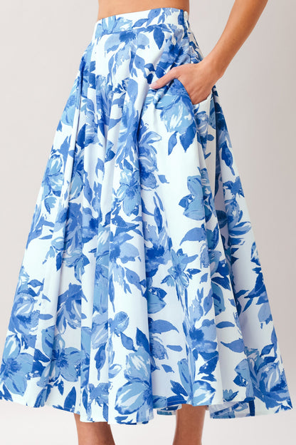Sky Blossom Woven Full Circle Skirt