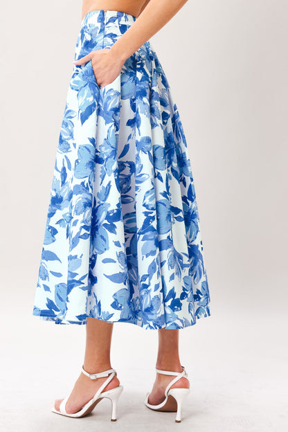Sky Blossom Woven Full Circle Skirt