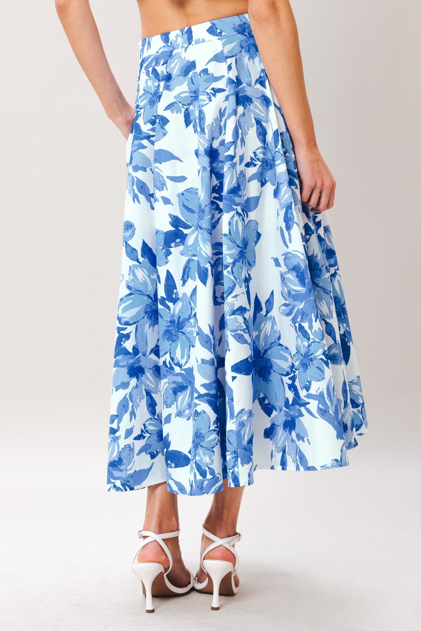 Sky Blossom Woven Full Circle Skirt