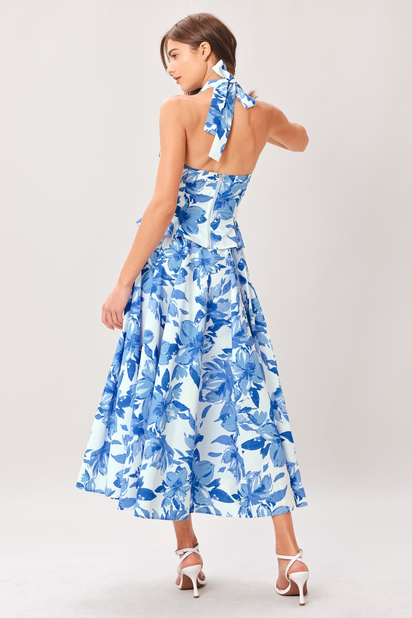 Sky Blossom Woven Full Circle Skirt