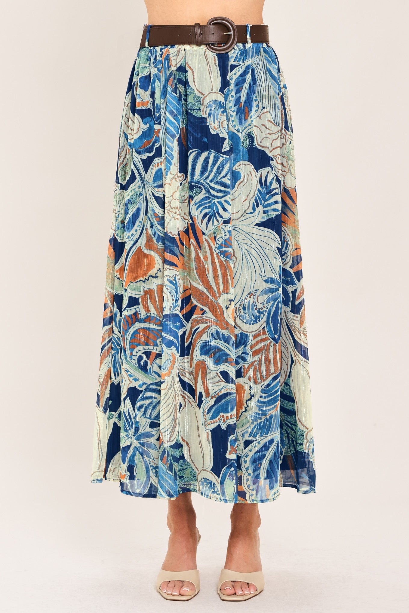 Blue Lagoon Woven Midi Skirt