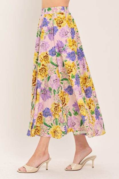 Blossom Market Woven Full Midi Skirt