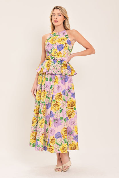 Blossom Market Woven Full Midi Skirt