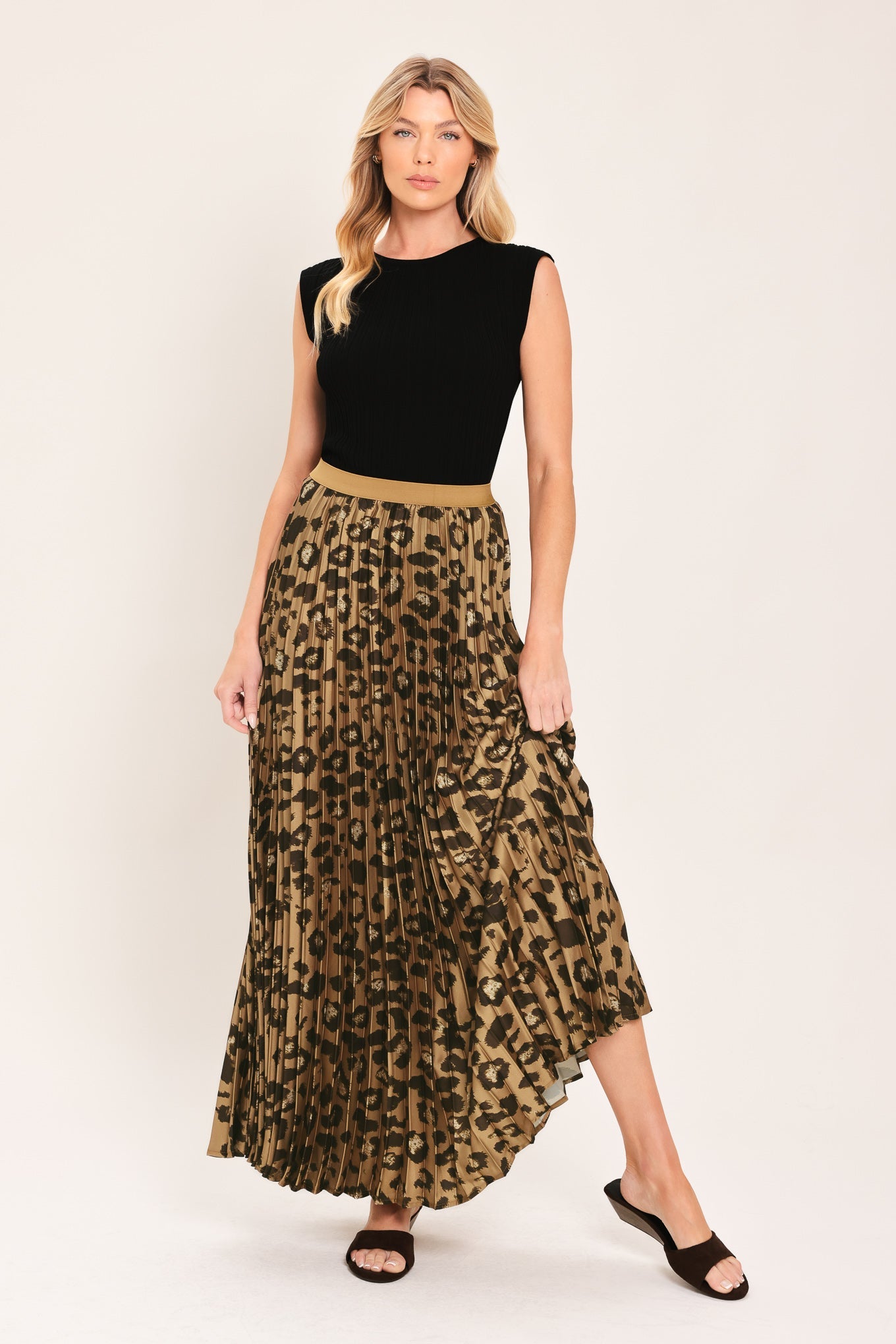 Golden Leopard Woven Maxi Skirt