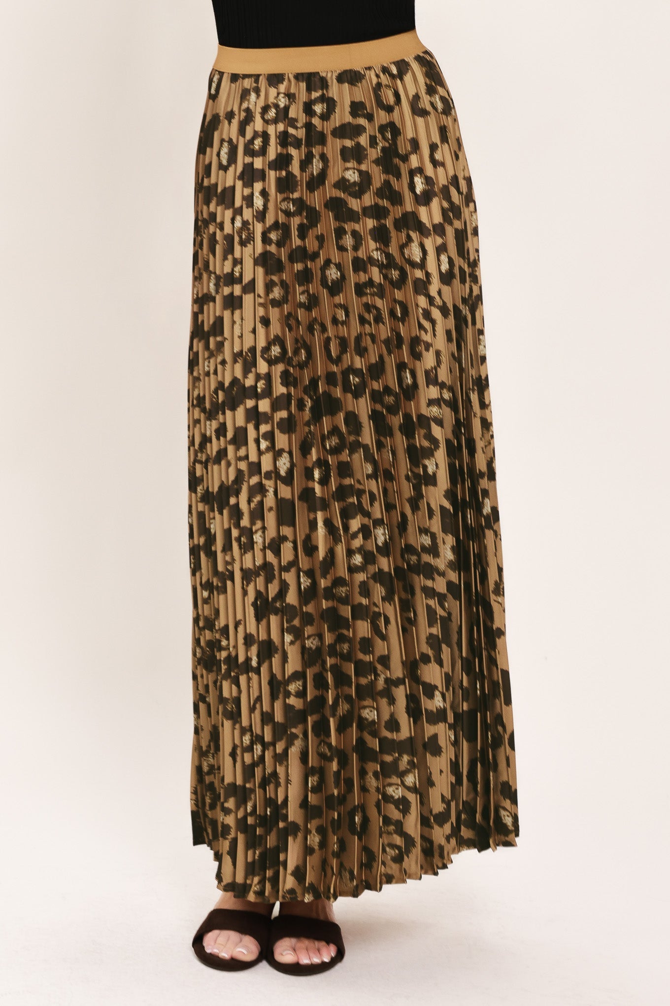 Golden Leopard Woven Maxi Skirt