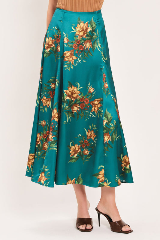 Lagoon Flower Cherish Woven Midi Circle Skirt