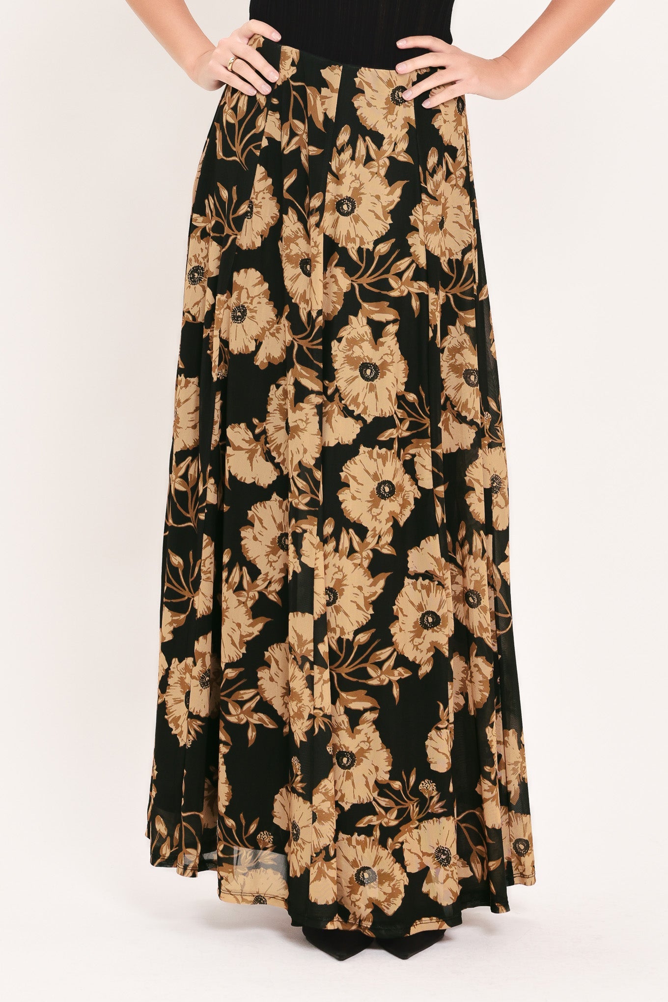 Earthen Flower Fantasy Power Mesh Full Maxi Skirt