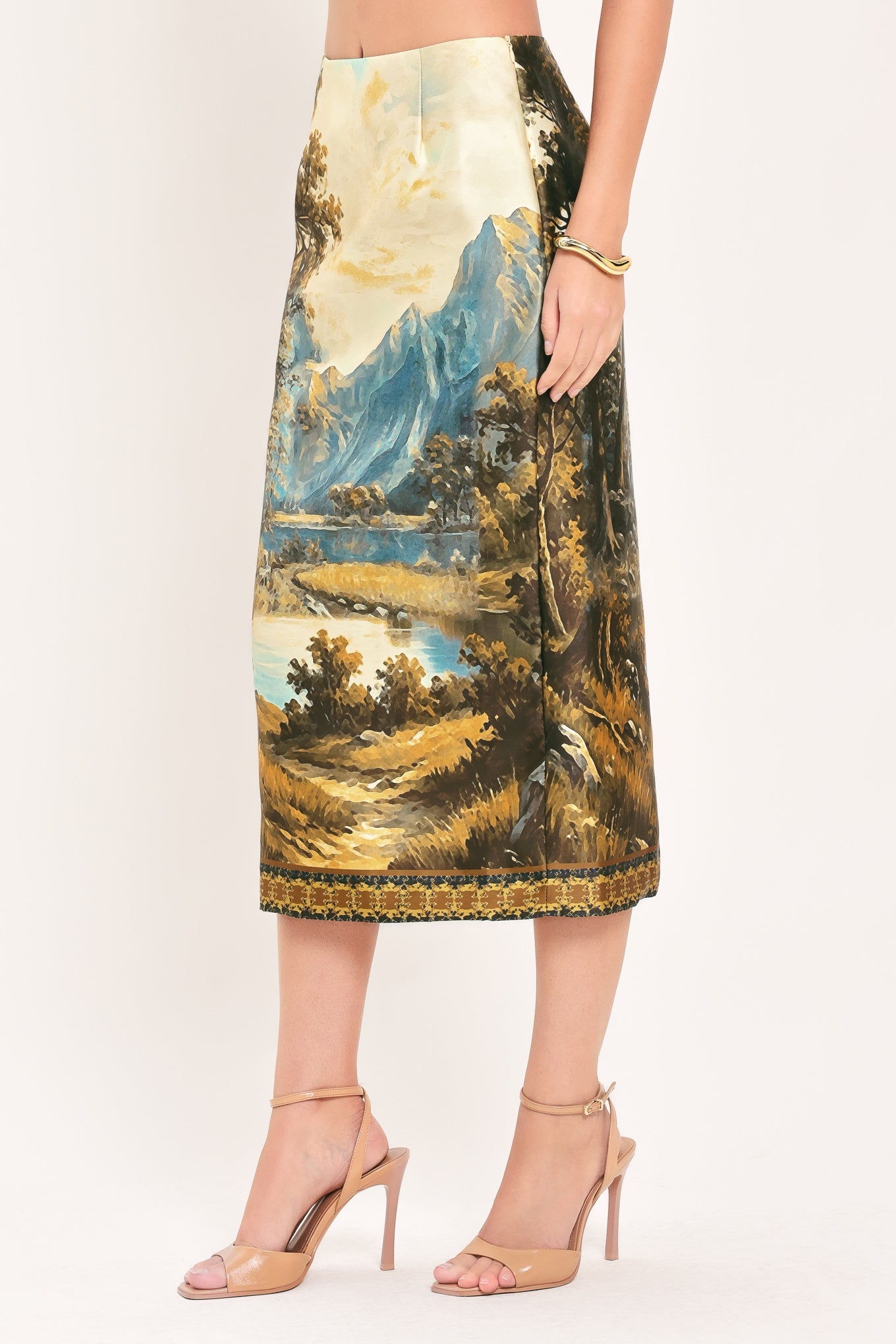 Harvest River Reverie Woven Pencil Skirt